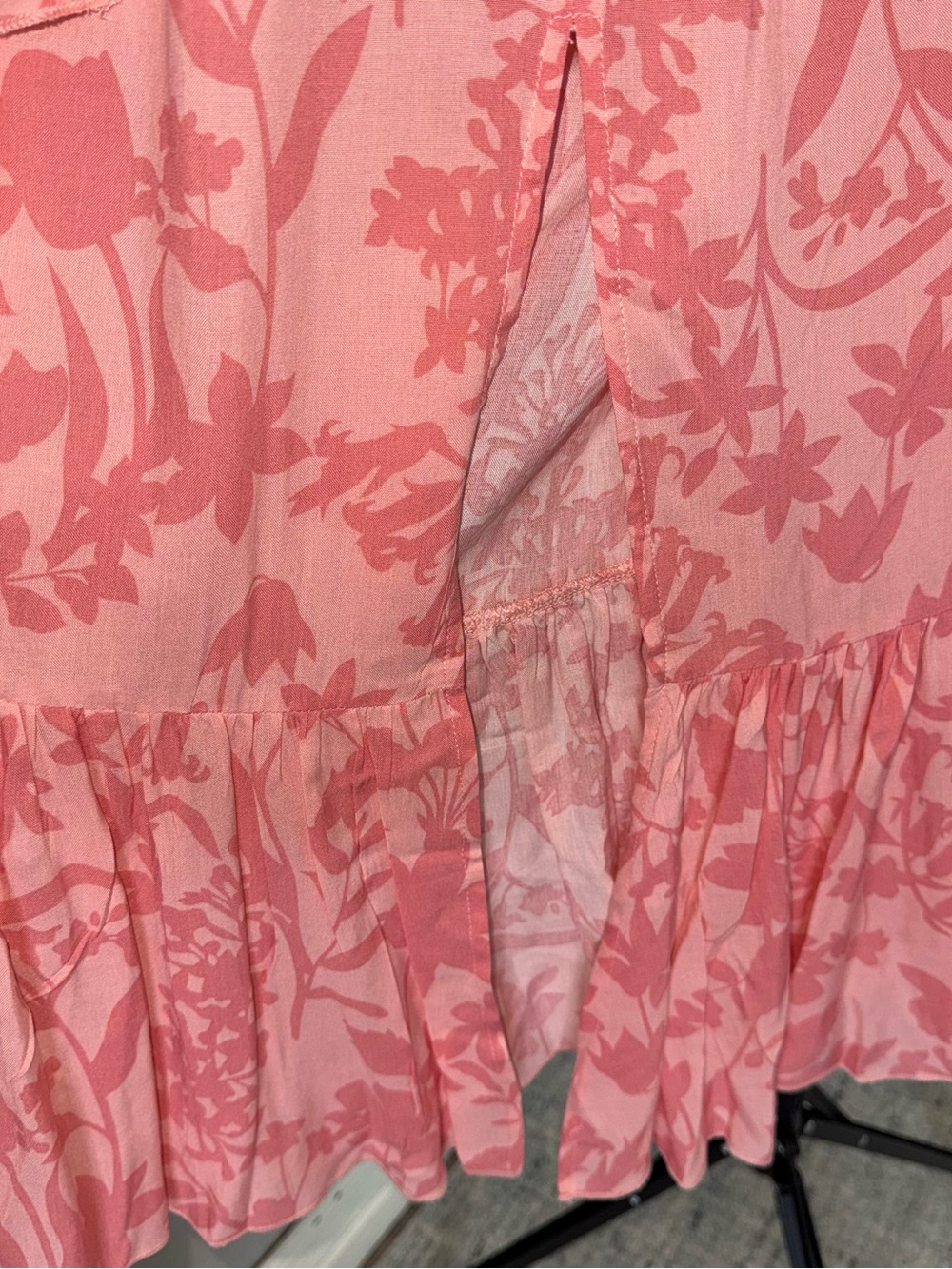 Pink Lily Pink Floral Tiered Ruffle Midi Maxi Skirt Size Medium - Picture 4 of 8